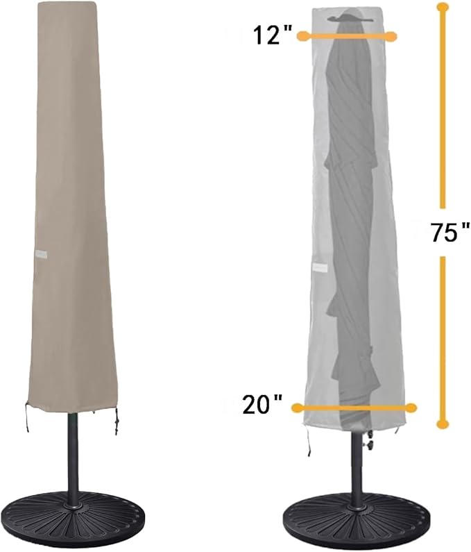 Patio Umbrella Covers for 10ft to 11ft Patio Umbrellas, Waterproof and Durable Market Parasol Ourdoor Umbrella Covers with Zipper and Rod