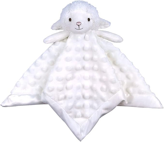 Baby White Lamb Soft Stuffed Animal Security Blanket, Plush Sheep Character Lovey Blanket, Baby Shower/Nursery Gift, Newborn Infant Toddler Snuggle Blankie for Boys Girls, 18 Inches