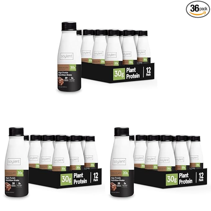Soylent Chocolate High Protein Shake, 30g Complete Protein, Vegan, Dairy Free and 0g Sugar, Ready to Drink Protein Drinks, 11 Oz, 36 Pack