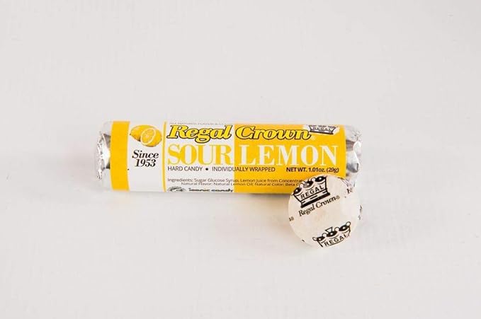 Regal Crown Sour Lemon Hard Candy Rolls | Old Fashioned Sour Lemon Candy | Traditional Lemon Candy Brought To You By Iconic Candy | 24 Count