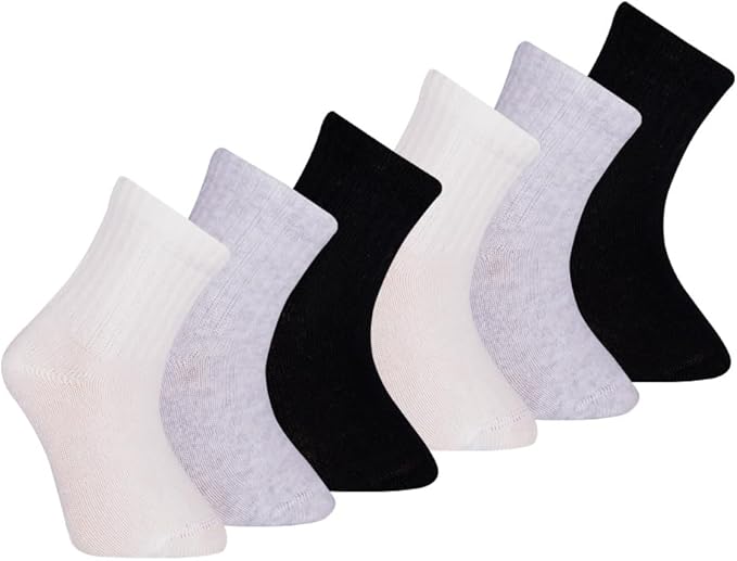 Bella Seamless-Toe Turkish Cotton Ribbed Crew Socks - Stylish and Cozy 6-Pack Baby & Toddler Socks