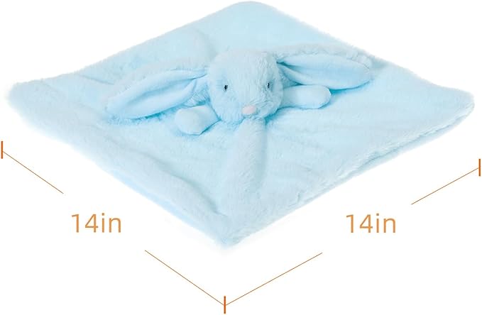 Apricot Lamb Stuffed Animals Light Blue Bunny Rabbit Security Blanket Infant Nursery Character Blanket Luxury Snuggler Plush Baby Lovey(Light Blue Bunny, 13 Inches)