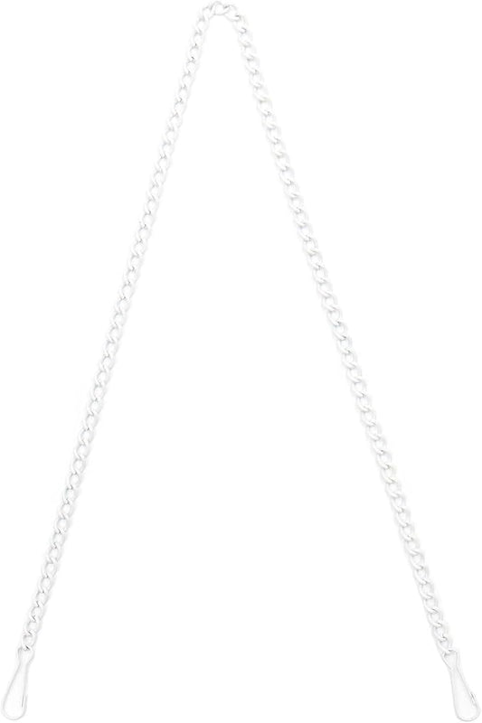 Bieye Metal Chain with Safety Hooks for Tiffany Style Stained Glass Window Panel Hangings, 30 inches Long White Plating, Chain005