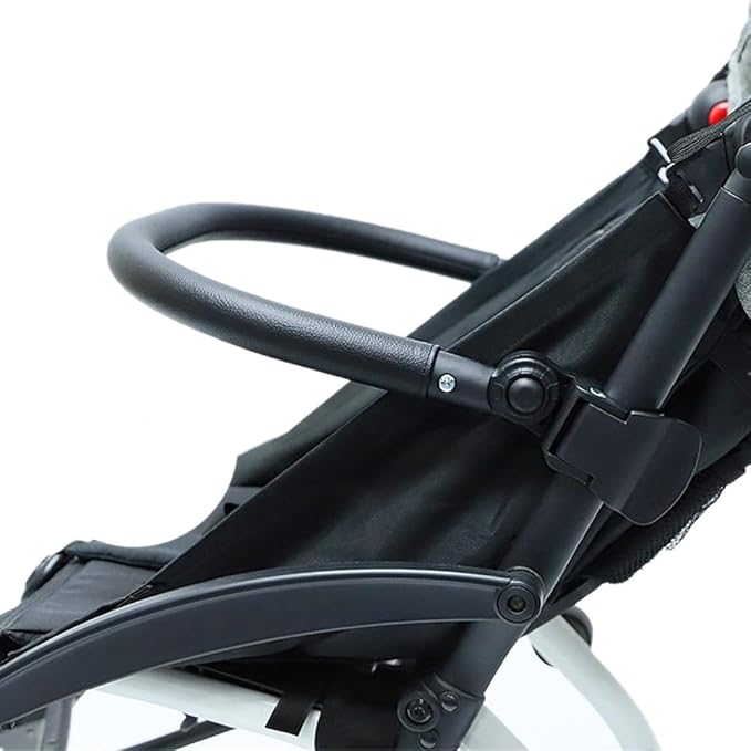 Adjustable Angle Baby Stroller Bumper Bar, Armrest, Handle, Crossbar Accessories Just for BBZ YOYO Black Smooth Leather Cover