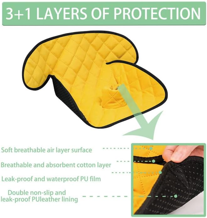 MOOB Waterproof Car Seat Protector - 2 Pack Premium Carseat Liner for Babies & Toddlers, Machine Washable & Quick-Dry, Anti-Slip Backing, Potty Training Pad for Infant Car Seat & Stroller (Yellow)