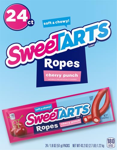 SweeTARTS Soft and Chewy Ropes, Cherry Punch Flavor, 1.8 Ounce Pouches (Pack of 48)