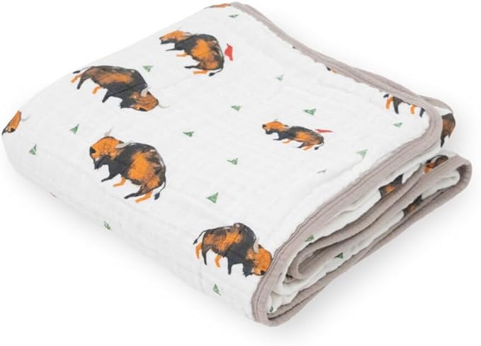 Little Unicorn Original Premium Cotton Quilt | Multi-Layered & Extra-Soft Muslin Fabric |for Babies & Toddlers (Bison)