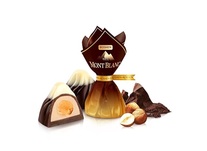Roshen Mont Blanc with Whole Hazelnuts, Kosher and Halal, Delicious, Flavorful Sweets Bulk Gourmet Candy 2.2lb/1kg