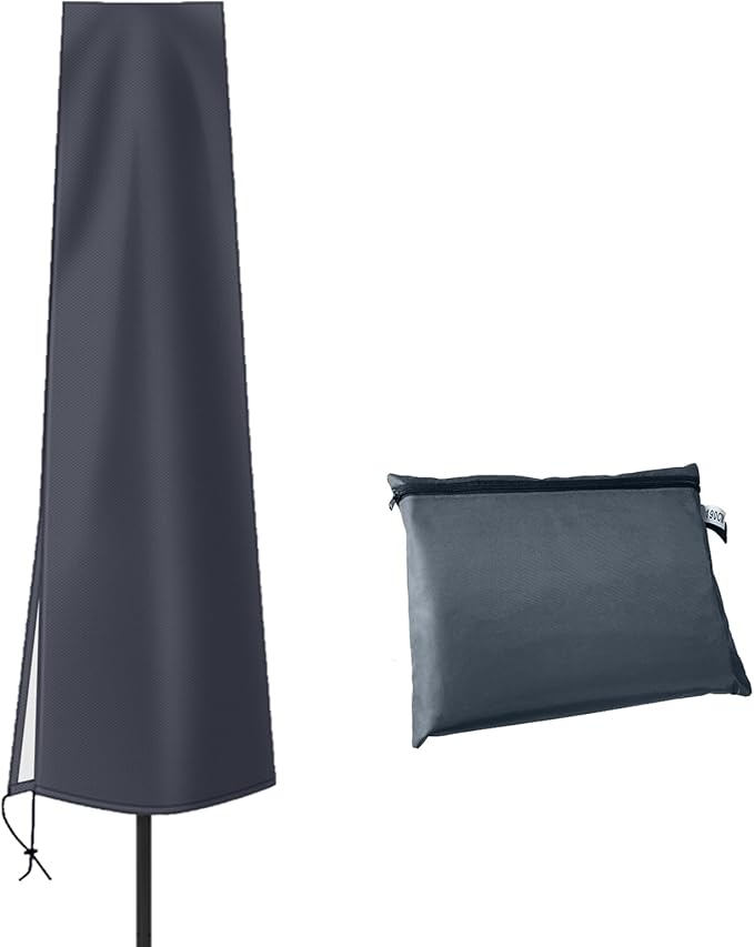 OKPOW Outdoor Umbrella Cover - Small Patio Cover for 6 ft to 9 ft Table Umbrellas - Waterproof Windproof Anti-UV Garden Parasol Covers, Dark Grey