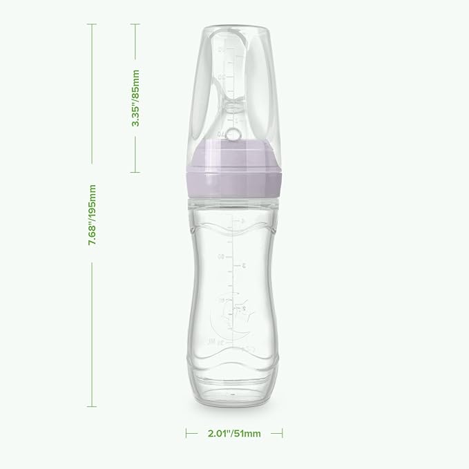 Haakaa Silicone Baby Food Dispensing Spoon Feeder 4oz - Infant Squeeze Cereal Feeder, Baby Fresh Food Feeder, Feed Bottle for Puree, Solid Baby Food, BPA Free, 4m+ Babies – Lavender