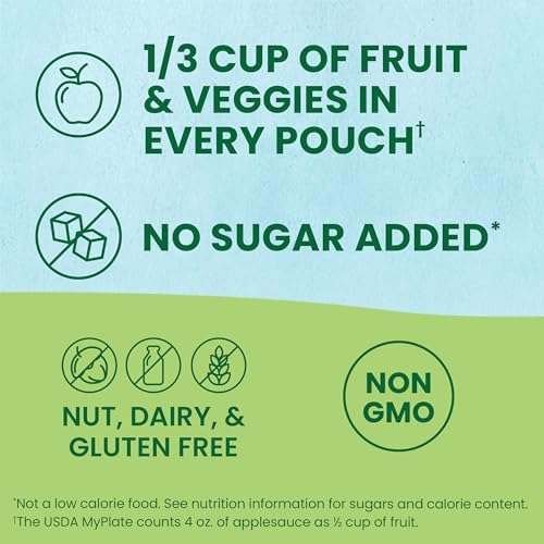 GoGo squeeZ Fruit & veggieZ Applesauce and Puree Variety Pack, Pedal Peach and Boulder Berry, 3.2 oz (Pack of 20), Unsweetened Snacks for Kids, BPA Free Pouches