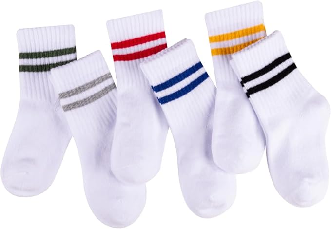 Bella Seamless-Toe Turkish Cotton Ribbed Crew Socks - Stylish and Cozy 6-Pack Baby & Toddler Socks