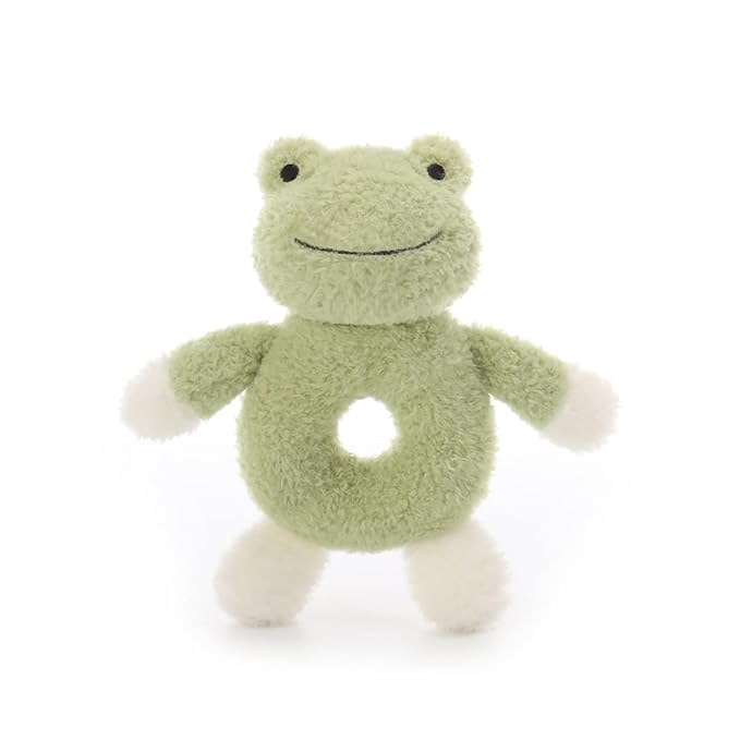 Apricot Lamb Baby Frog Soft Rattle Toy, Plush Stuffed Animal for Newborn Soft Over 0 Months (Frog, 6 Inches)