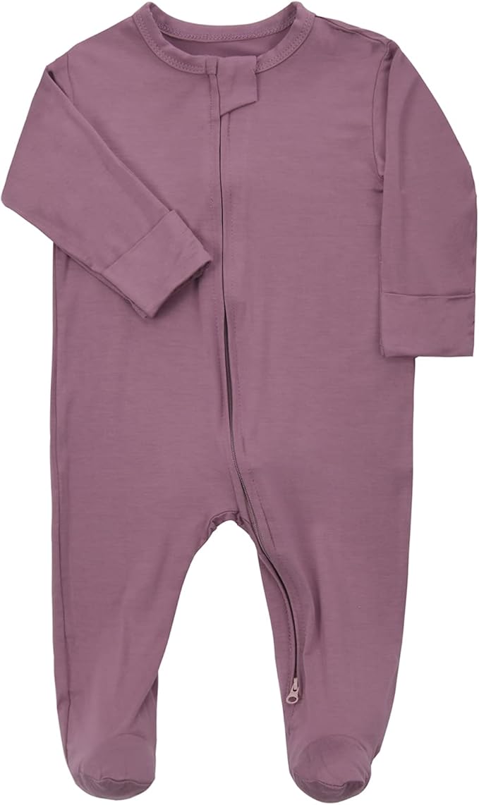 Aablexema Baby Footie Pajamas Zipper - Rayon from Bamboo Infant Footed Pjs with Mittens Sleepwear Jammies