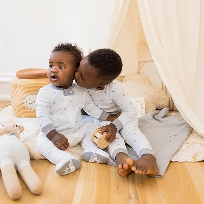 Burt's Bees Baby Baby Girls Pajamas, Zip Front Non-Slip Footed Sleeper Pjs, 100% Organic Cotton