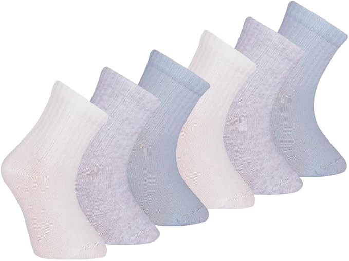 Bella Seamless-Toe Turkish Cotton Ribbed Crew Socks - Stylish and Cozy 6-Pack Baby & Toddler Socks