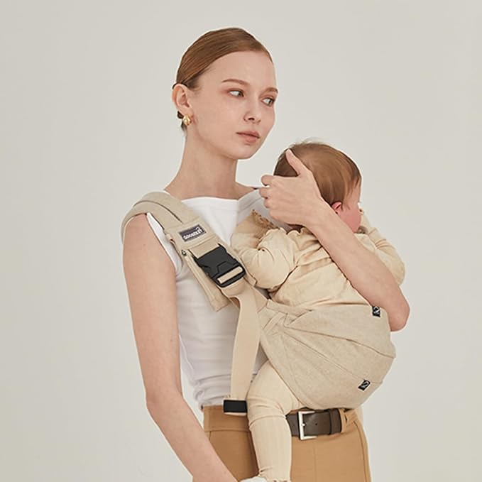 GOOSEKET 365 Toddler Carrier, 100% Cotton, Lightweight, Easy-to-USE, Portable, Suitable from 6-48 Months, Supports UP to 44LBS (Beige)