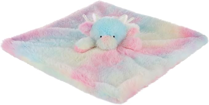 Apricot Lamb Stuffed Animals Colorful Dragon Blanket Infant Nursery Character Blanket Luxury Snuggler Plush Baby Lovey 13.8 Inches