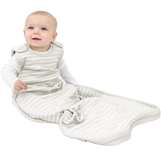 Woolino Merino Wool & Organic Cotton Baby Sleep Sack 2-24 Months – Ultimate 4-Season Baby Sleeping Bag, Universal Size Wearable Blanket, 2-Way Zipper & Adjustable Fit, Year-Round Use – Birch Gray