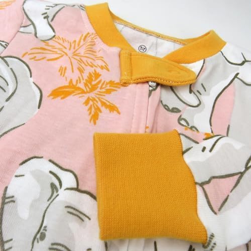 HonestBaby Non-Slip Footed Pajamas One-Piece Sleeper Zip-Front Pjs 100% Organic Cotton for Baby Girls