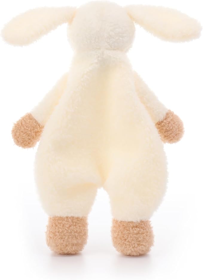 Apricot Lamb Stuffed Animals Security Blanket White Bunny Rabbit Infant Nursery Character Blanket Luxury Snuggler Plush(White Bunny, 10 Inches)