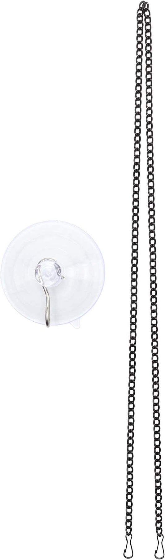 Bieye Metal Chain with Suction Cup Hook for Tiffany Style Stained Glass Suncatcher, 25 inches Long Black Nickel Plating Chain003