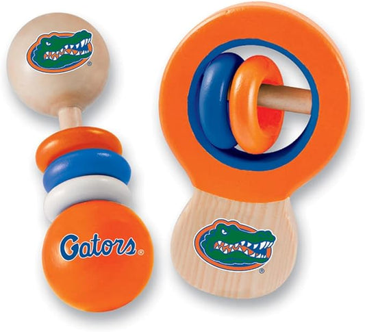 BabyFanatic Wood Rattle 2 Pack - NCAA Florida Gators - Officially Licensed Baby Toy Set