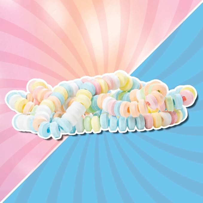 50 Candy Necklaces Individually Wrapped, Choker Style, Nostalgic Pastel Candy Jewelry Perfect for Party Favors, Pinata Fillers and Goodie Bags, Packed in a Convenient Display Tub, By 4YoreElves