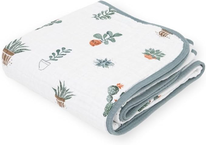 Little Unicorn Original Premium Cotton Quilt | Multi-Layered & Extra-Soft Muslin Fabric |for Babies & Toddlers (Prickle Pots)