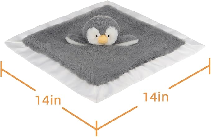 Apricot Lamb Stuffed Animals Soft Security Blanket Gray Penguin Infant Nursery Character Blanket Luxury Snuggler Plush(Gray Penguin, 14 Inches)