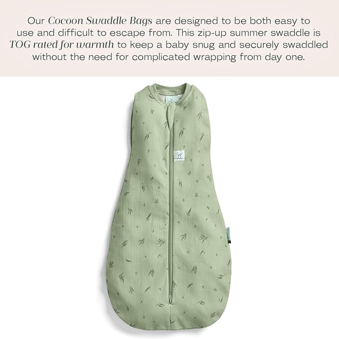 ergoPouch Cocoon Swaddle Sack 2.5 TOG - Baby Sleep Sack, Gentle Snug Fit Helps Calm Startle Reflex, Ideal for Arms In/Out Sleeping, Soft Breathable Fabric for Better Sleep (6-12 Months, Willow)