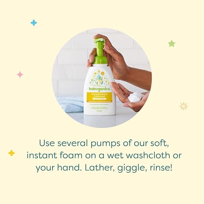 Babyganics Baby Shampoo + Body Wash Pump Bottle, Chamomile Verbena, 16oz, 3 Pack