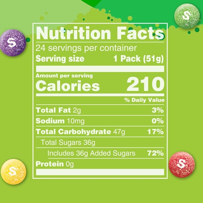 SKITTLES Sours Individually Wrapped Full Size Chewy Candy Packs, 24 Ct Bulk Box