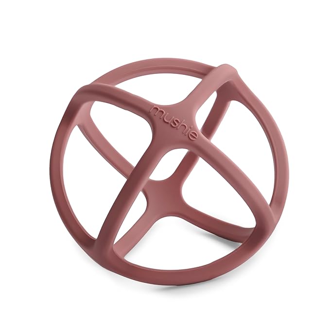 mushie Silicone Baby Teether Ball Toy (Woodchuck)
