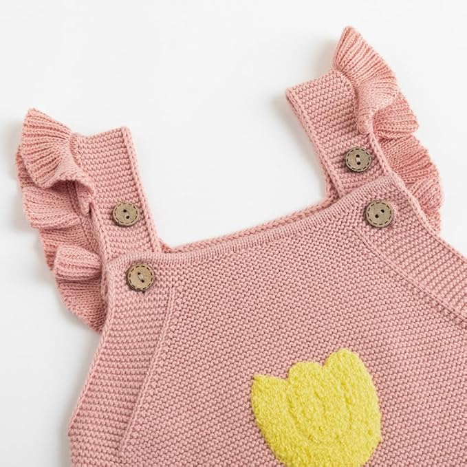 Simplee kids Baby Girls Sunflower Knit Rompers Knit Clothes for Newborn Baby Girls