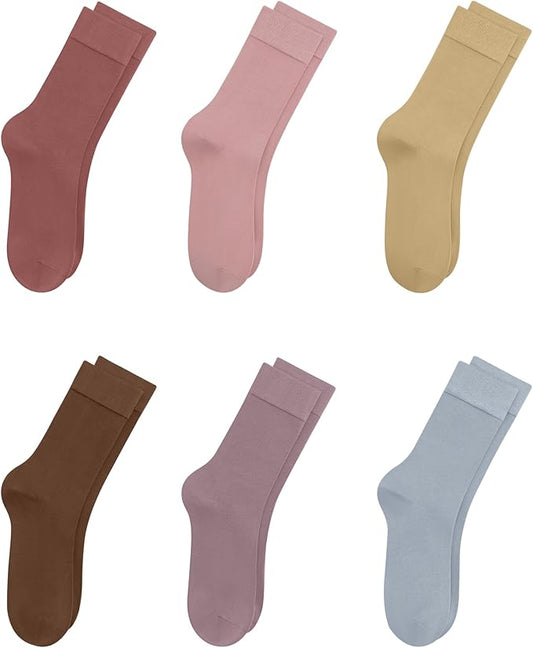 Kids Thin Rayon Bamboo School Crew Socks Uniform Dress Boys/Girls Soft Youth Socks 6 Pairs