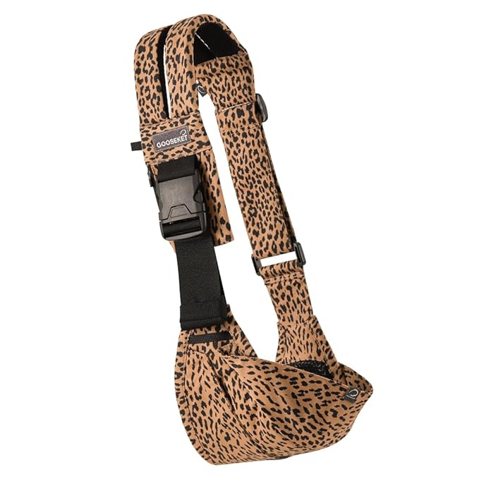 GOOSEKET 365 Toddler Carrier, 100% Cotton, Lightweight, Easy-to-USE, Portable, Suitable from 6-48 Months, Supports UP to 44LBS (Brown Leopard)