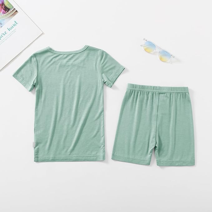 Jimonda Toddler Kids Girls Boys Pajamas Sets Soft Comfy Jammies Tencel Solid Raglan Sleepwear Pajamas Pjs 2pcs Set 18M-8Y