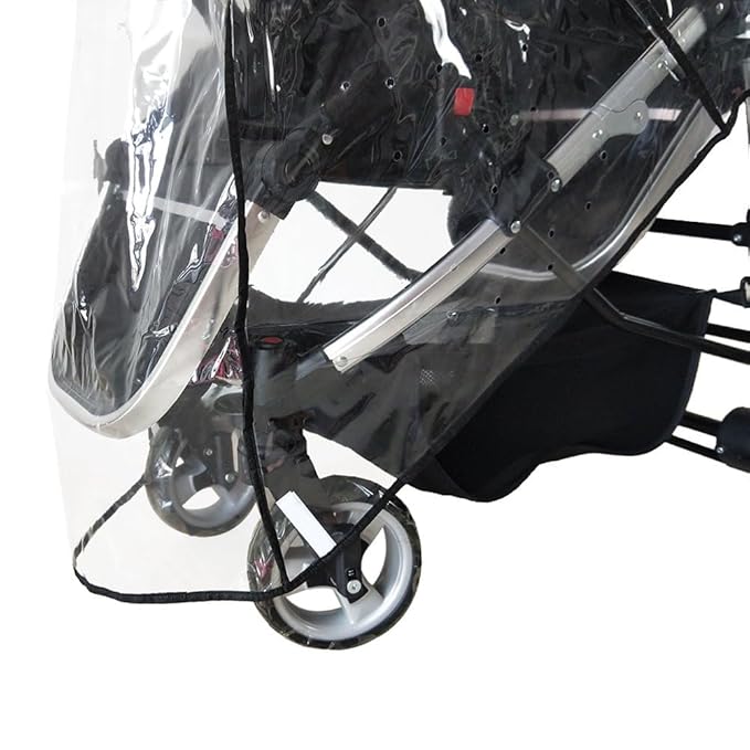 Weather Shield Double Stroller Rain Cover Twin Tandem Universal Size Baby Toddler Wind Shield Deal Popular Accessories Waterproof Windproof Travel Insect Protector (QH)