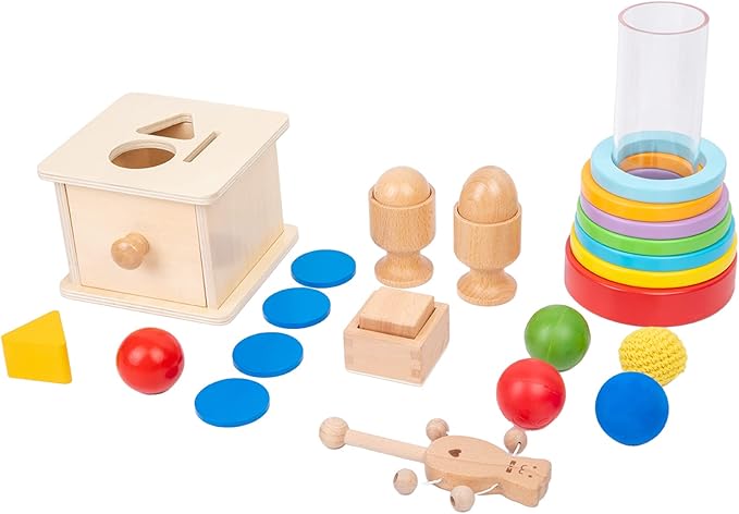 Adena Montessori Toys Play Kit for 0-15 Months Baby Interactive Toys Baby Brain Development Toys (Play Kit for 9-15 Months)
