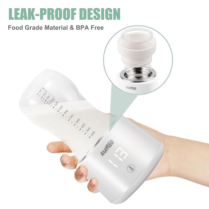 Portable Bottle Warmer, Travel Bottle Warmers for Breastmilk Formula, Rechargeable Baby Milk Warmer On the Go-Fast Bottles Warmer with 5 Adapters, 10000mAh, Smart Temperature Control, Leak-Proof