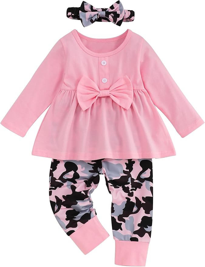 oklady Toddler Baby Girl Clothes Solid Color Ruffle Tops Floral Pants with Headband Fall Winter Cute Girl Outfits