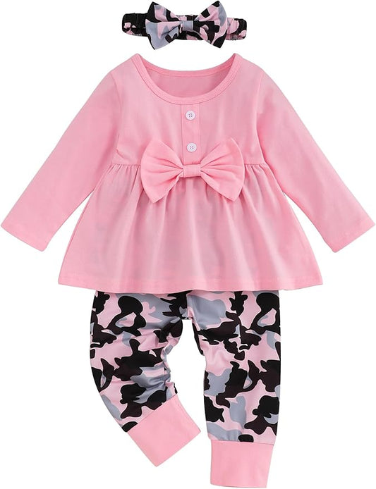 oklady Toddler Baby Girl Clothes Solid Color Ruffle Tops Floral Pants with Headband Fall Winter Cute Girl Outfits