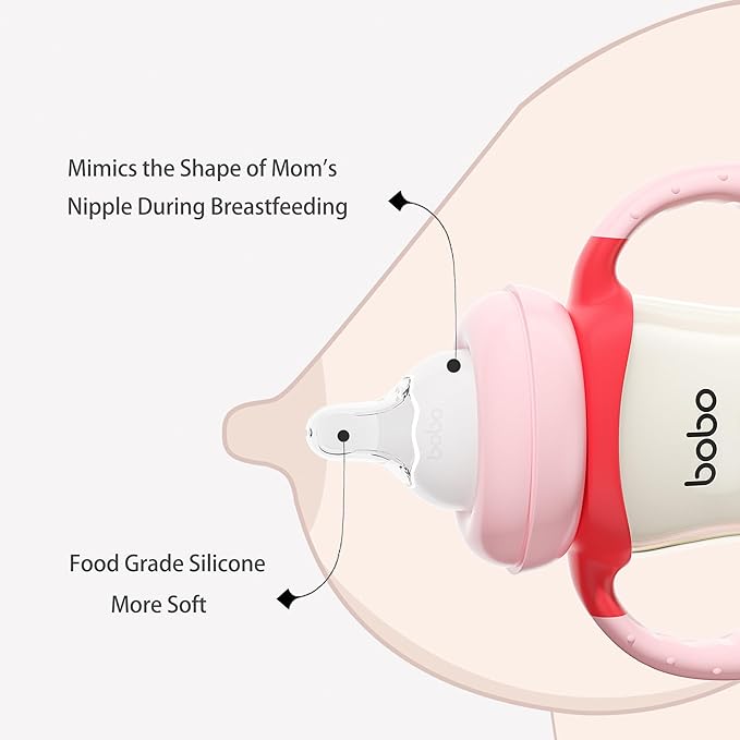 YOHKOH Natural PPSU Baby Bottle with Natural Response Nipple, Newborn Anti-Colic Baby Bottles with Handle, Wide Neck Mushroom Cap Baby Bottle (8.8oz (Pack of 2), Multicolour)