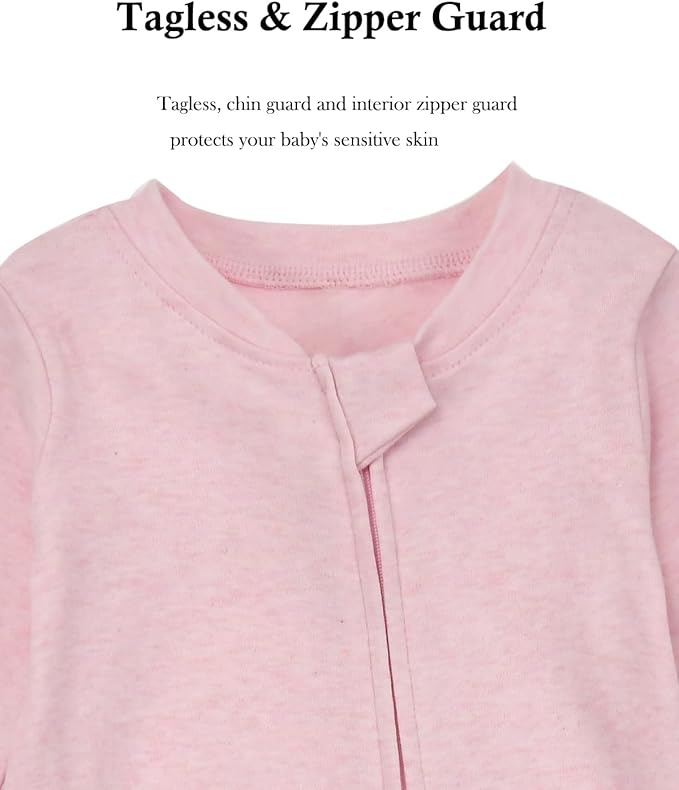 Aablexema Baby Footie Pajamas with Mittens - 3Pcs Infant Footed Sleeper Cotton Sleepwear Outfits