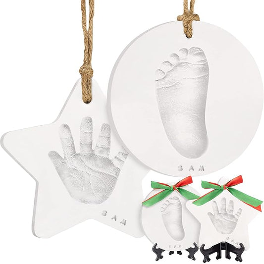 Baby Handprint Footprint Ornament Keepsake Kit - Newborn Imprint Ornament Kit for Baby Girl, Boy - Personalized New Baby Gifts for New Parents - Hand Print Christmas Ornament Maker (Multi-Colored)