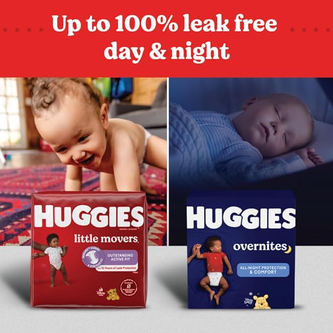 Huggies Size 6 Diapers, Little Movers Baby Diapers, Size 6 (35+ lbs), 50 Count (2 packs of 25), Packaging May Vary