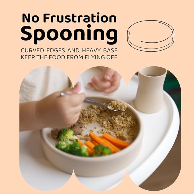 APLAINR Solid Plate, Weighted Baby Toddler Plate, Silicone Plates for Baby, No-Division Kid Plates, Microwave & Dishwasher Safe Silicone Plate for Toddlers, No BPA, Blue Hour