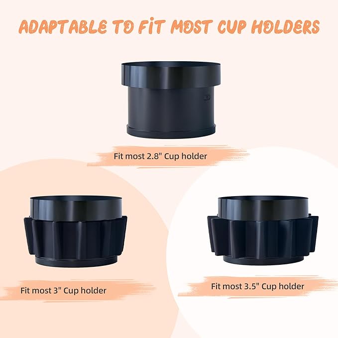 LEORAY Car Seat Snack Tray Silicone with Deeper Cup Holder, Food Tray for Kids Toddler Travel with 2 Different Size Adapters, Fits Most Car Seat and Other Seats with Cup Holders (Black)