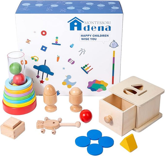 Adena Montessori Toys Play Kit for 0-15 Months Baby Interactive Toys Baby Brain Development Toys (Play Kit for 9-15 Months)